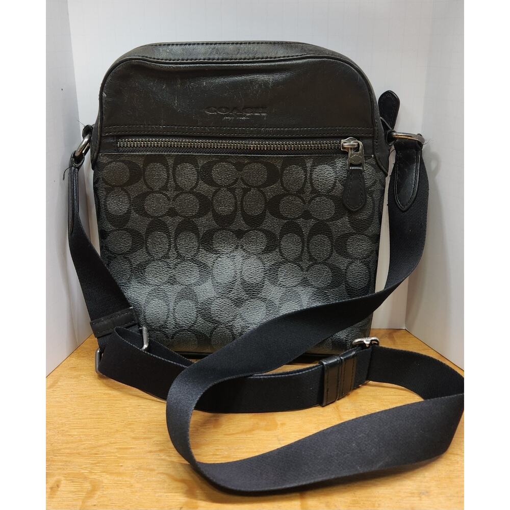 COACH F73336 Shoulder Crossbody Handbag Leather Black Cracking On Edge See Pics